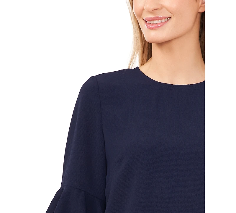 CeCe Women's Ruffled-Cuff 3/4-Sleeve Crew Neck Top