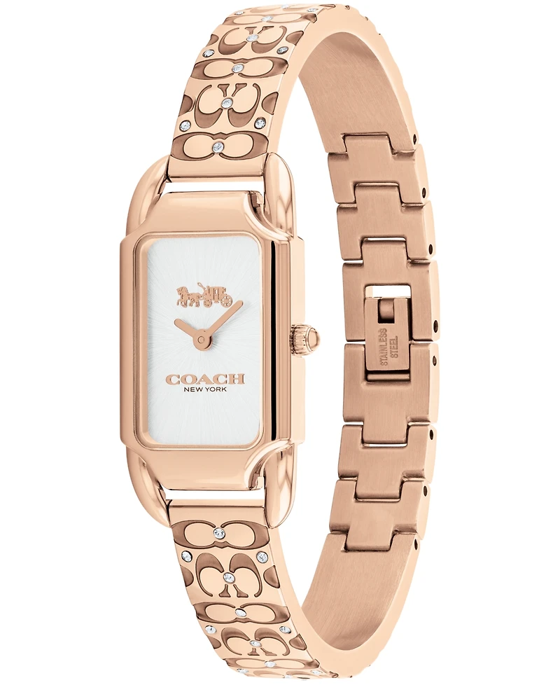 Coach Women's Cadie Signature C Rose Gold-Tone Stainless Steel Bangle Watch, 28.5 x 17.5mm
