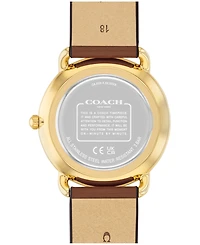 Coach Unisex Elliot Saddle Leather Strap Watch, 36mm