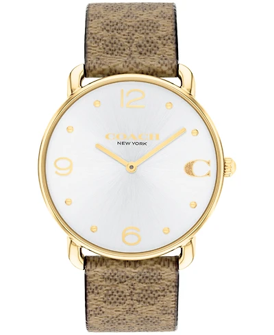 Coach Women's Elliot Signature Tan Canvas Strap Watch, 36mm
