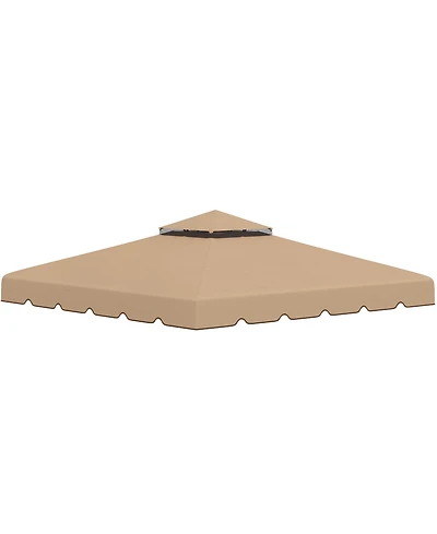 Outsunny 10' x 10' Double Roof Gazebo Replacement Canopy Top Cover,