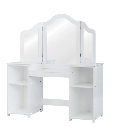 Vanity Table Set Makeup Dressing Kids Girls Study Table Tri Folding