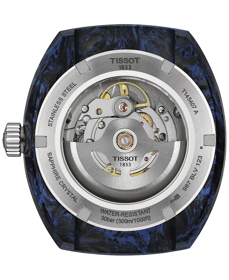 Tissot Men's Swiss Automatic Sideral S Perforated Rubber Strap Watch 41mm