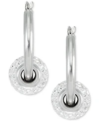 Crystal Fireball Hoop Earrings 10k Gold