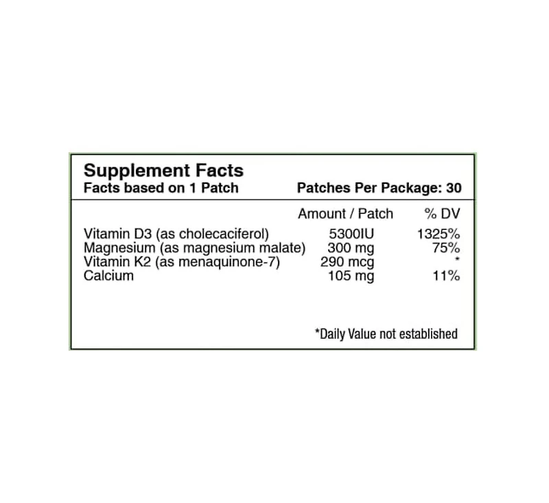 Vitamin D3 with K2 Vitamin Patch by PatchAid (30-Day Supply)