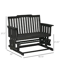 Outsunny 2-Person Outdoor Glider Bench, Wood, Quick Drying, Wide Armrest, Rocking Chair Loveseat for Backyard Garden Porch