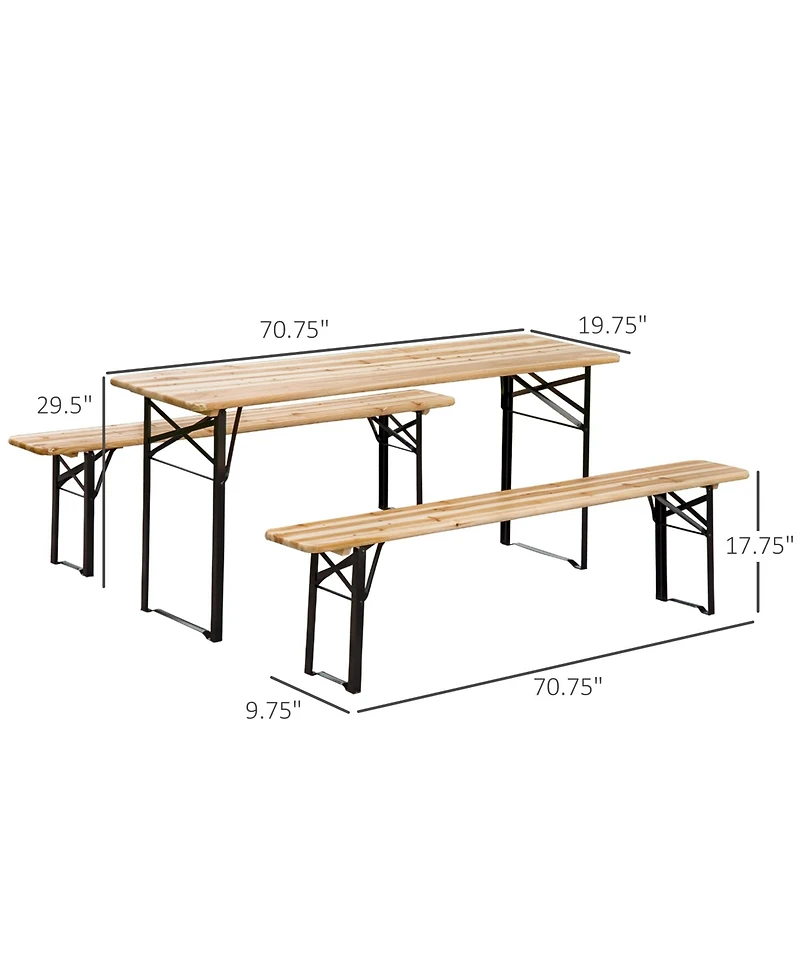 Outsunny 6' Portable Picnic Table and Bench Set, Outdoor Wooden Folding Camping Dining Table Set for Patio Garden Outdoor Activities