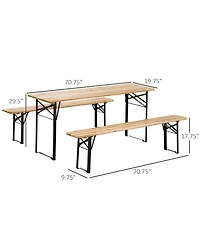 Outsunny 6' Portable Picnic Table and Bench Set, Outdoor Wooden Folding Camping Dining Table Set for Patio Garden Outdoor Activities