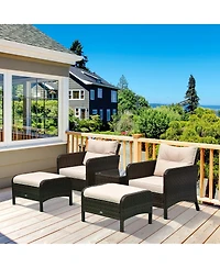 Outsunny 5-Piece Outdoor Rat Patio Set with Table