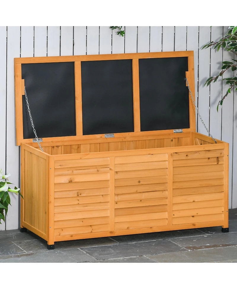 Outsunny 50" x 22" Woden Outdoor Storage Deck Box with Large Open Space,