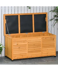 Outsunny 50" x 22" Woden Outdoor Storage Deck Box with Large Open Space,