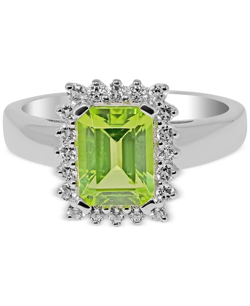 Garnet (1-3/4 ct. t.w.) & White Topaz (1/3 ct. t.w.) Halo Ring in Sterling Silver (Also available in Peridot)