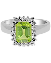 Garnet (1-3/4 ct. t.w.) & White Topaz (1/3 ct. t.w.) Halo Ring in Sterling Silver (Also available in Peridot)