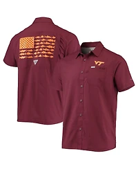 Men's Columbia Pfg Maroon Virginia Tech Hokies Slack Tide Camp Button-Up Shirt