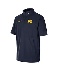 Men's Nike Navy Michigan Wolverines Coaches Half-Zip Short Sleeve Jacket
