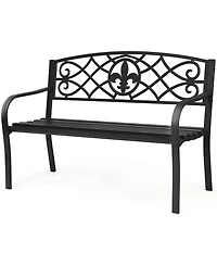 Patio Garden Bench Park Yard Outdoor Furniture Steel Slats Porch Chair Seat