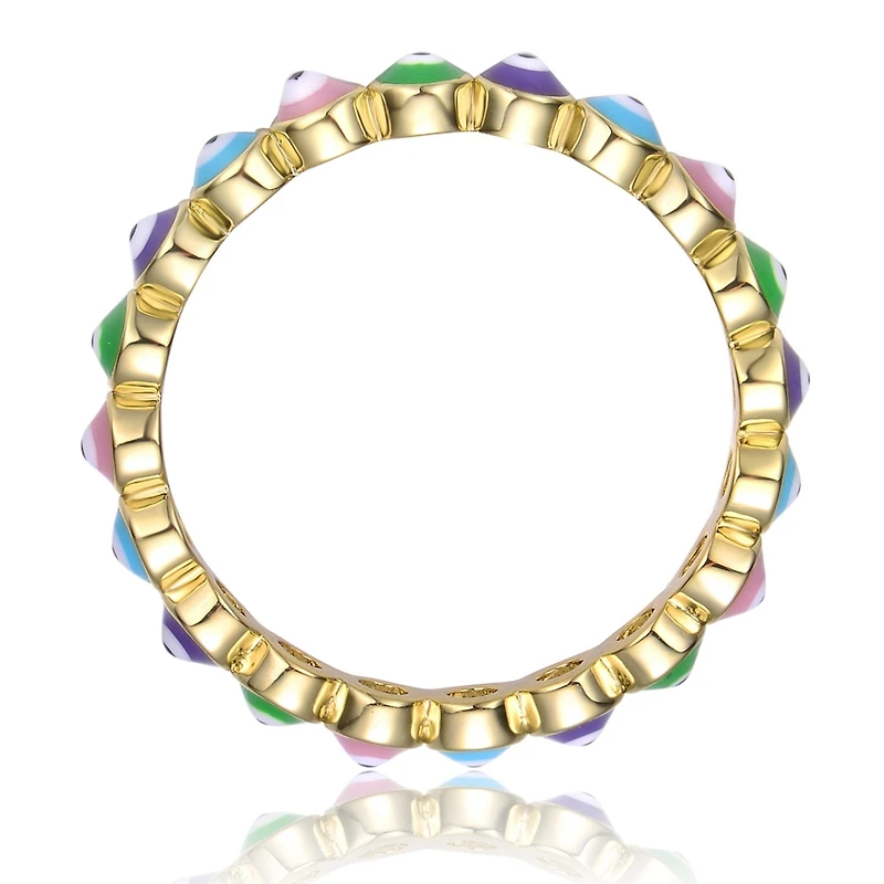 Ra Young Adults/Teens 14k Yellow Gold Plated Colorful Enamel Evil Eye Stacking Ring