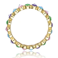 Ra Young Adults/Teens 14k Yellow Gold Plated Colorful Enamel Evil Eye Stacking Ring