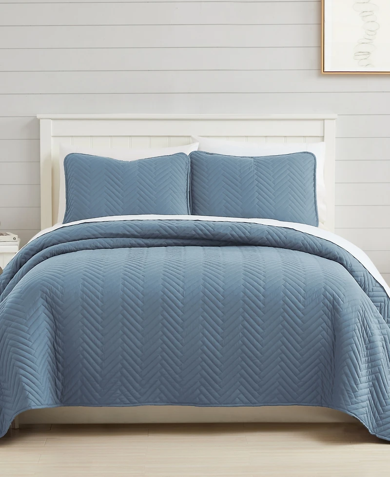 Southshore Fine Linens Solid Color Chevron -Pc. Quilt Set