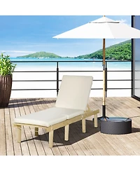 Outsunny Chaise Lounge Chair for Outdoor, Patio Recliner with 4-Position Adjustable Backrest and Cushion for Deck, Beach, Lawn and Sunbathing, Natural