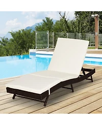 Outsunny Patio Rat Lounge Chair, Cushioned, Adjustable Backrest