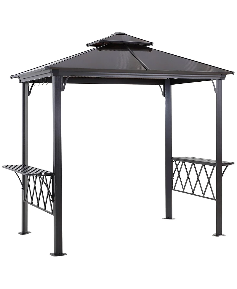Outsunny 8.3ft Outdoor Double-tier Grill Canopy Bbq Gazebo with 2 Shelves