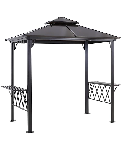 Outsunny 8.3ft Outdoor Double-tier Grill Canopy Bbq Gazebo with 2 Shelves