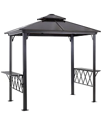 Outsunny 8.3ft Outdoor Double-tier Grill Canopy Bbq Gazebo with 2 Shelves