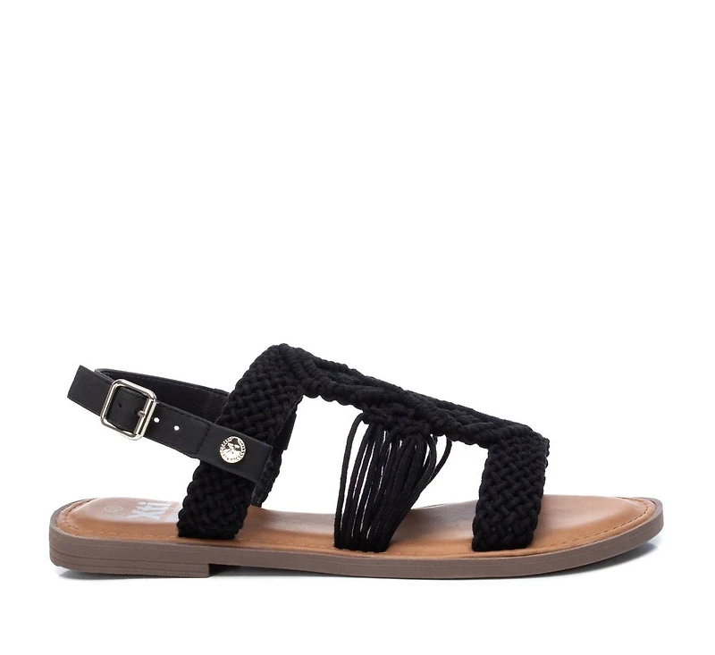 Women's Braided Strap Flat Sandals By Xti, Black