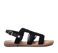 Women's Braided Strap Flat Sandals By Xti, Black
