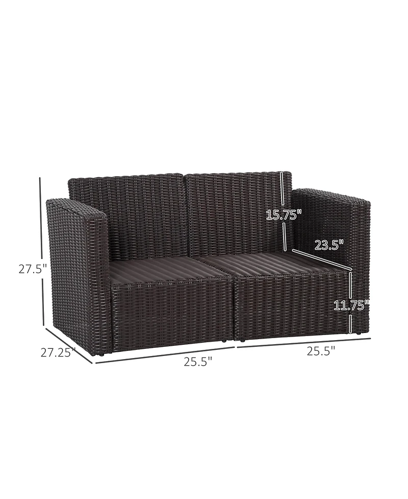Outsunny 2-Piece Outdoor Pe Rat Patio Corner Sofa Loveseat