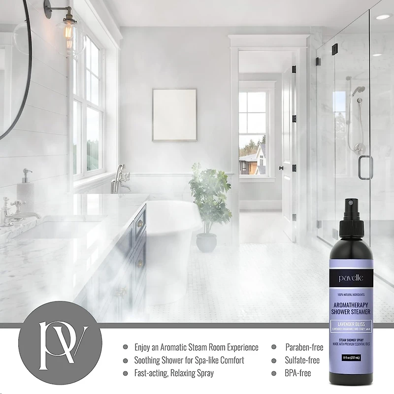 Pavelle Aromatherapy Shower Steamer Spray, Lavender Essential Oil Mist