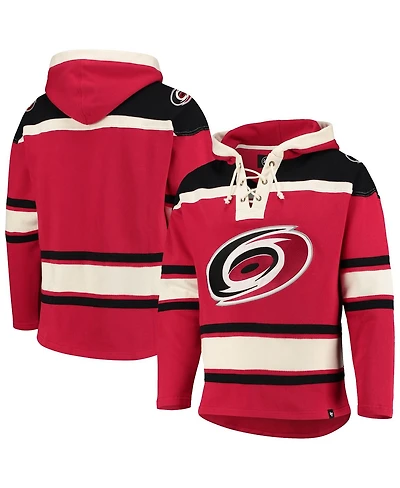 Men's '47 Brand Red Carolina Hurricanes Superior Lacer Pullover Hoodie