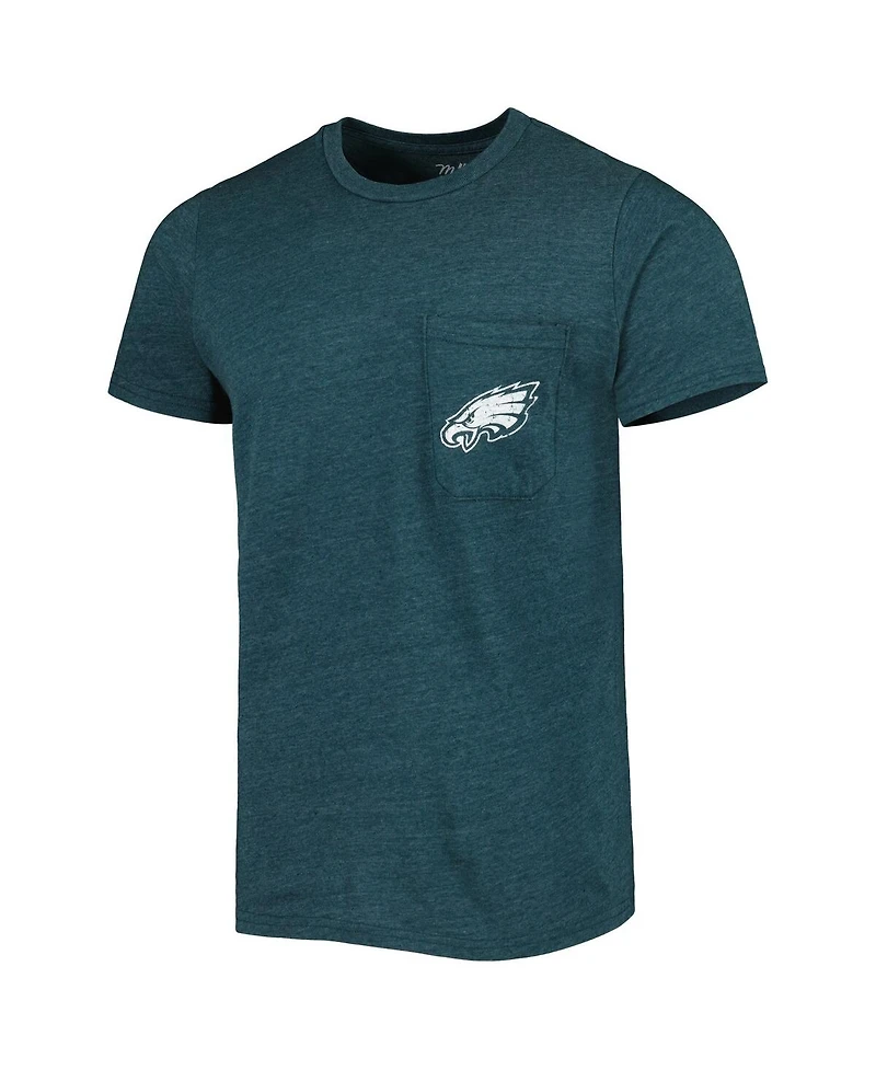 Men's Majestic Threads Midnight Green Philadelphia Eagles Tri-Blend Pocket T-shirt