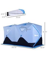 Outsunny 8 Person Ice Fishing Shelter Tent, Light
