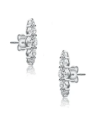 Sterling Silver Cubic Zirconia 5-Stone Linear Journey Earrings