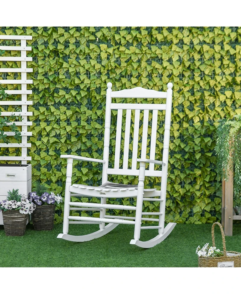 Outsunny Wooden Rocking Chair for Porch, Indoor/Outdoor,