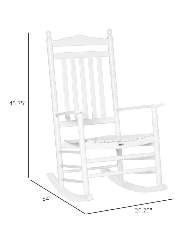 Outsunny Wooden Rocking Chair for Porch, Indoor/Outdoor,