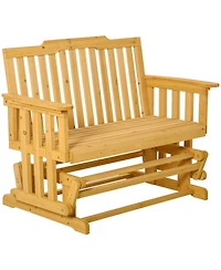 Outsunny 2-Person Outdoor Glider Bench, Wood, Quick Drying, Wide Armrest, Rocking Chair Loveseat for Backyard Garden Porch, Natural
