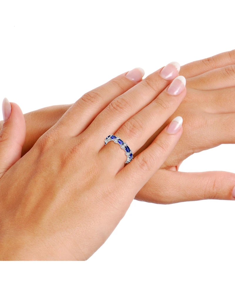 Sterling Silver White Gold Plated with & Cubic Zirconia Chunky Eternity Band Ring
