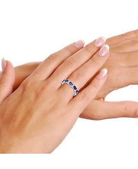 Sterling Silver White Gold Plated with & Cubic Zirconia Chunky Eternity Band Ring