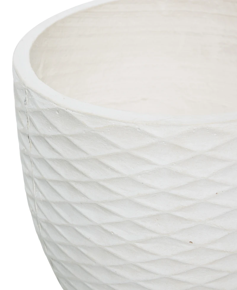 White Ceramic Indoor Outdoor Planter with Wood Legs Set of 2