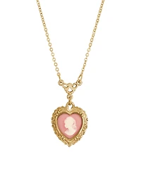2028 Resin Pink Cameo Heart Necklace