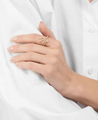 Adornia 14K Gold Plated Crystal Snake Ring