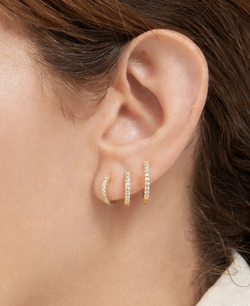 Adornia 14K Gold Plated Huggie Hoop Earring Pack, 6 Pieces