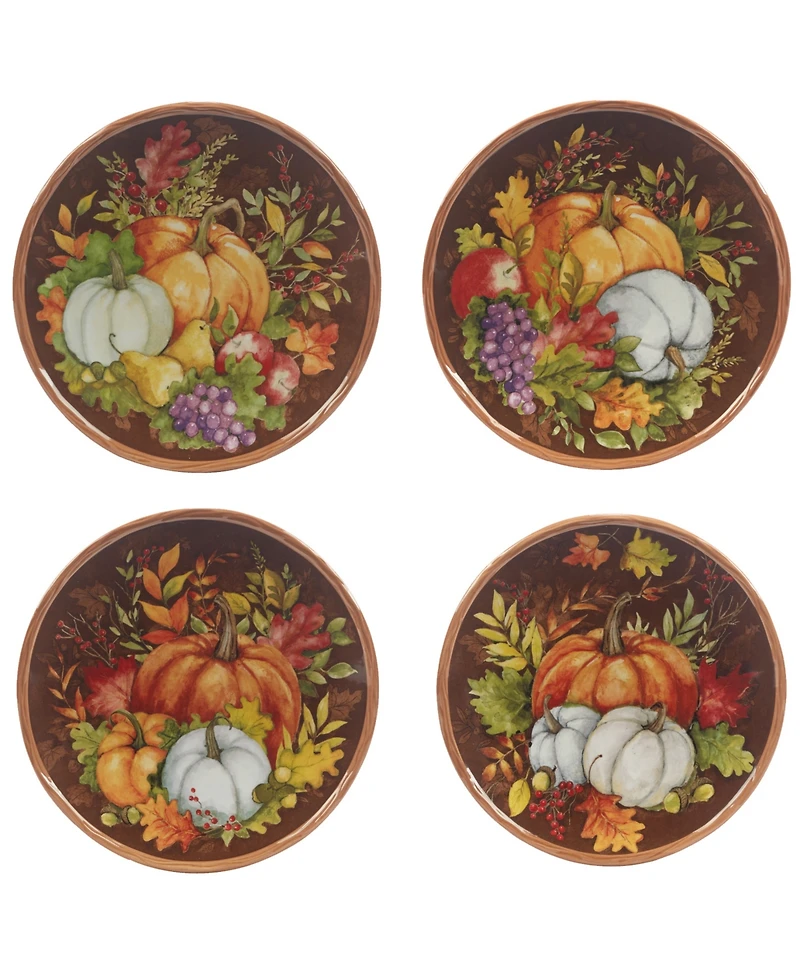 Certified International Harvest Blessings Set of 4 Dessert Plates, Service for 4