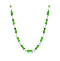 Sterling Silver Jade Linked Bars Necklace