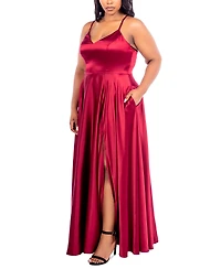 B Darlin Trendy Plus Satin Sleeveless Gown