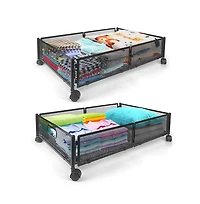Mega Casa Under Bed Storage Containers with Wheels, Under Bed Organizer Drawer for Clothes, Toy, 2 Packs
