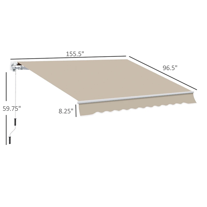 Outsunny 13' x 8' Manual Retractable Awning Sunshade Shelter